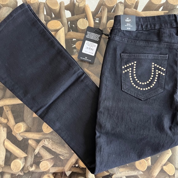 TRUE RELIGION BECCA Black Rinse Bootcut Studded Jeans - Picture 7 of 10